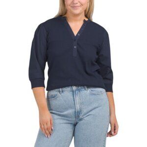 VINTON Johnny Ribbed Mixed Media Top
